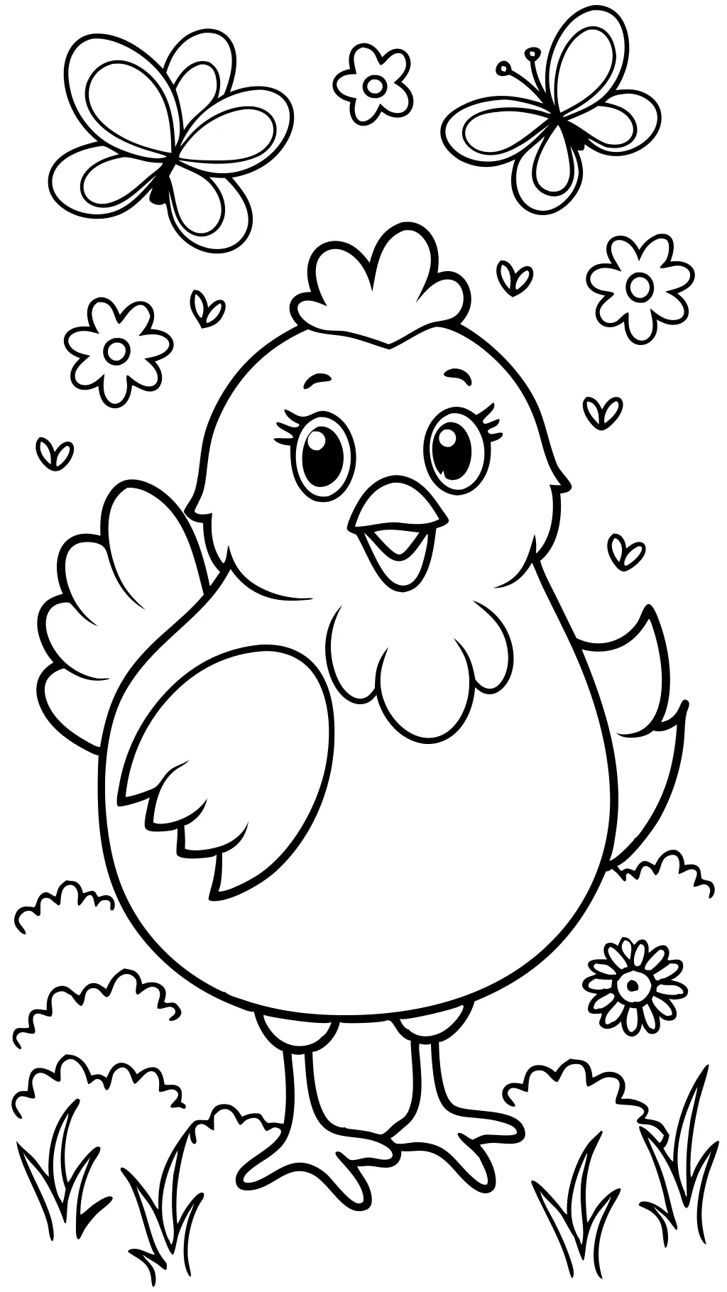 coloriages de poulet mignons